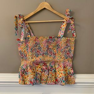 JCREW NWT XXL Floral, Bow Tie Strap Rouged Tank Top